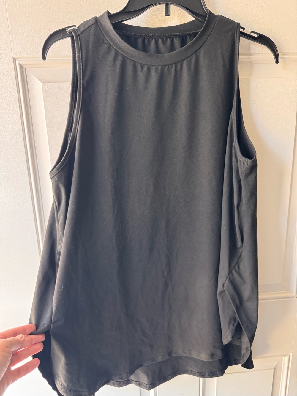 Women’s Black Sleeveless  Maternity Tank Top - Classic Crew Neck..,XL
